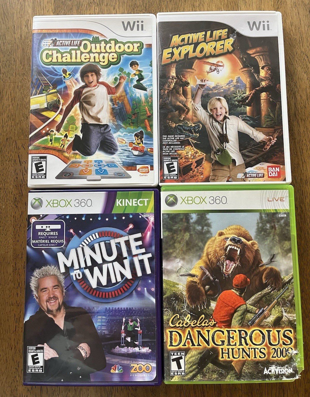 Nintendo/Microsoft Lot of 4 Games: Active Life, Minute to Win It, Cabela’s 2009