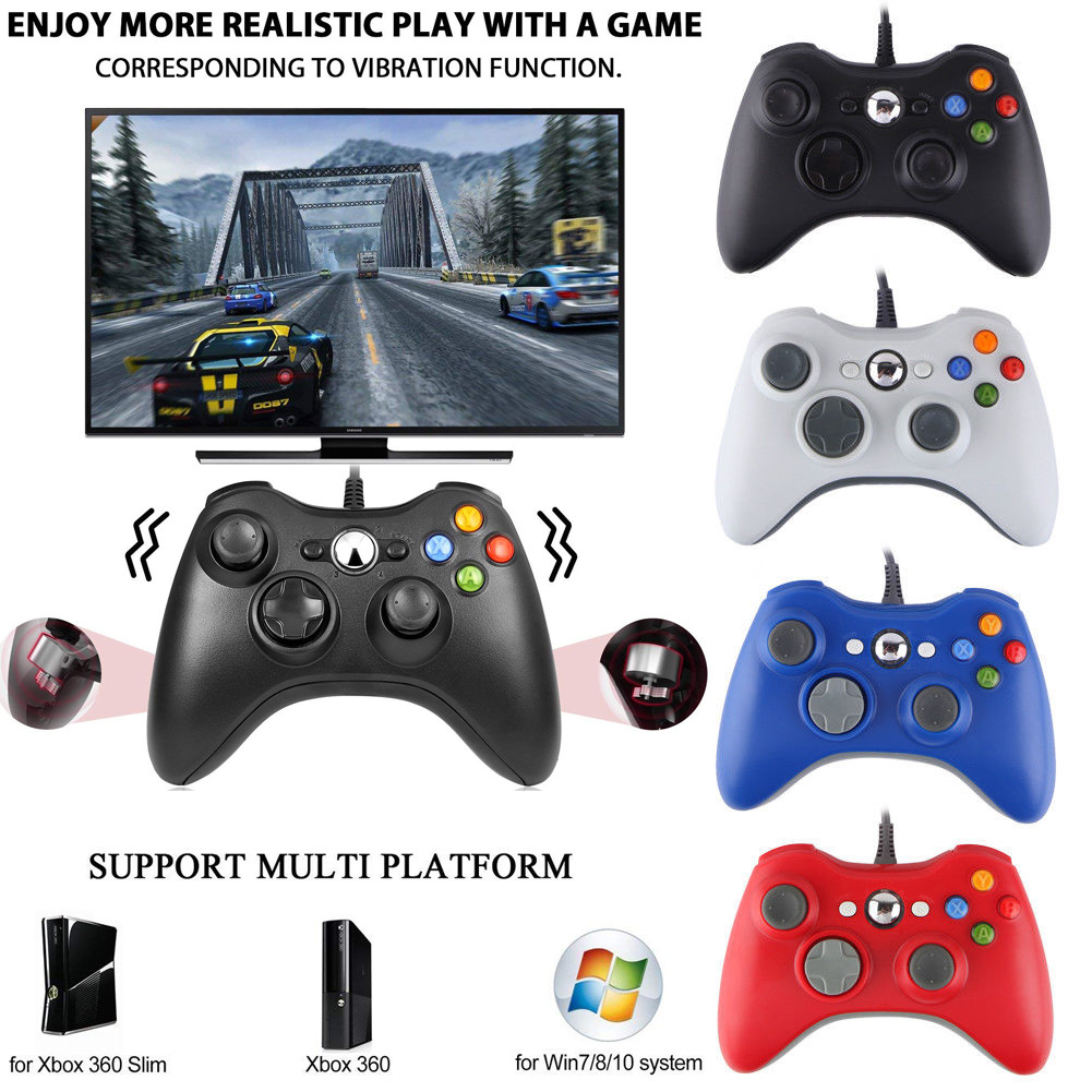USB Wired/Wireless Gaming Controller Joystick for Microsoft Xbox 360/ PC Windows