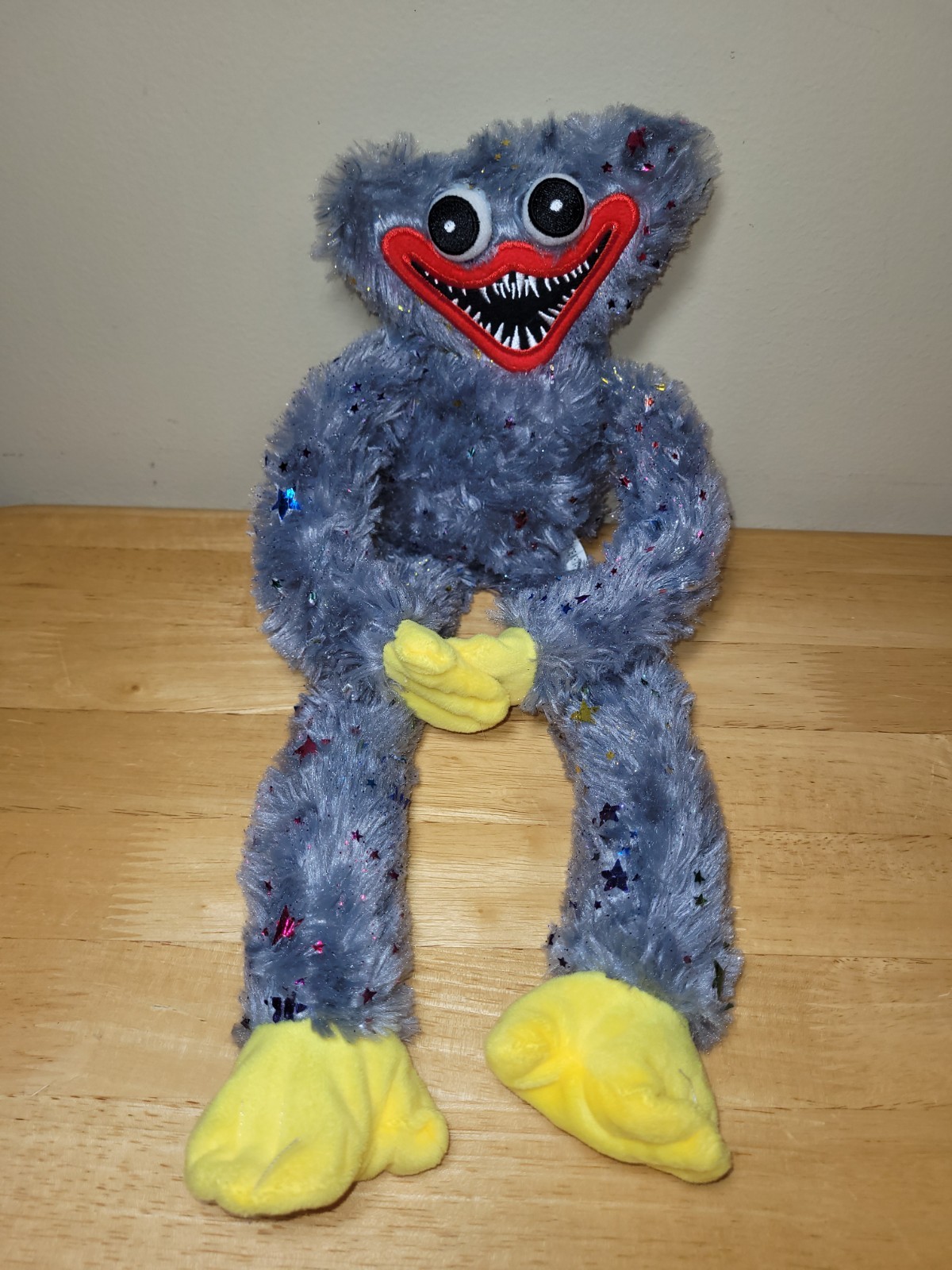 Poppy Playtime Gray Huggy Wuggy Starry Fur Plush Stuffed Animal Hug Hands