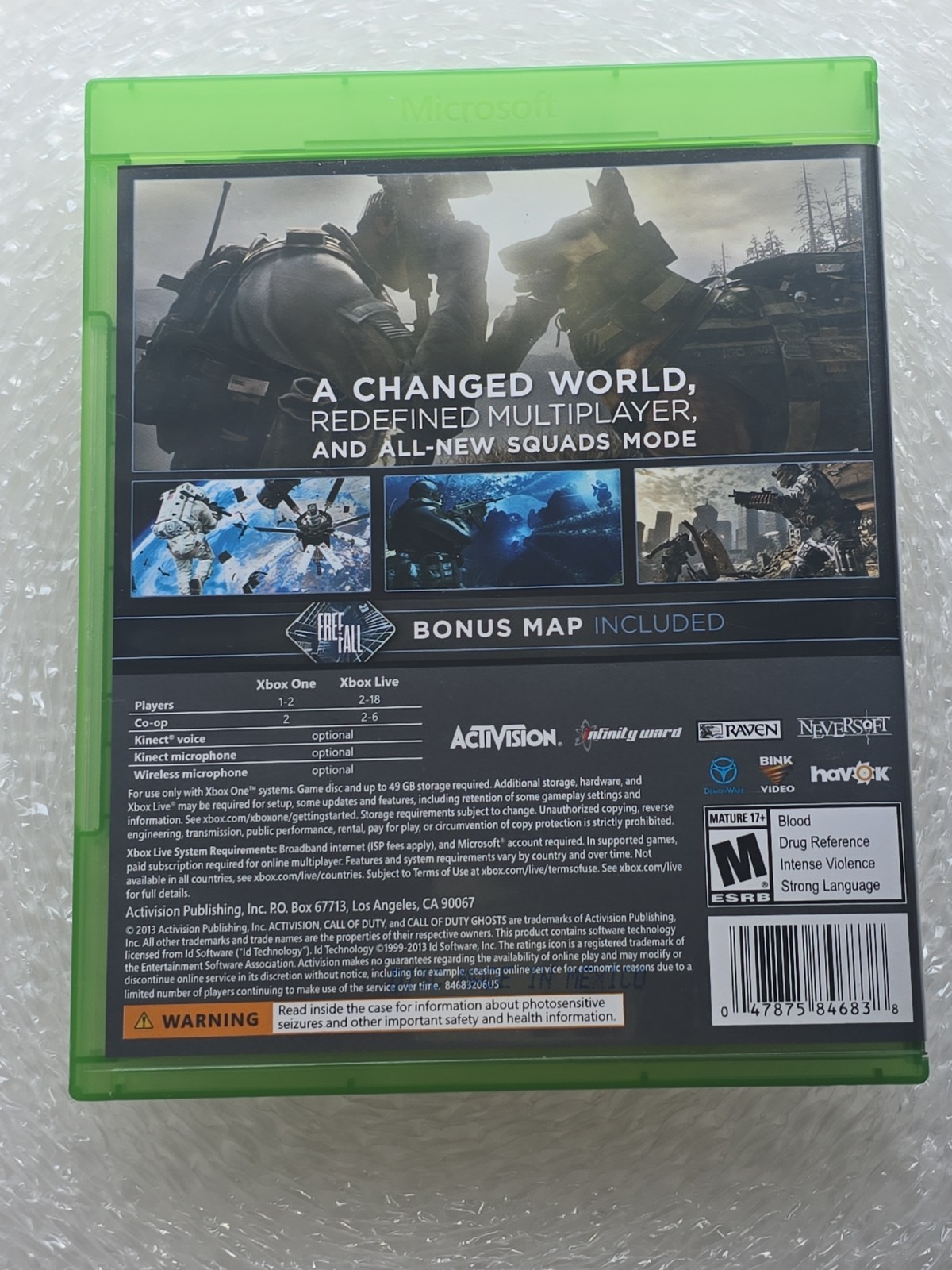 Call of Duty: Ghosts (Microsoft Xbox One, 2013) CoD FPS Game, Cleaned And Works