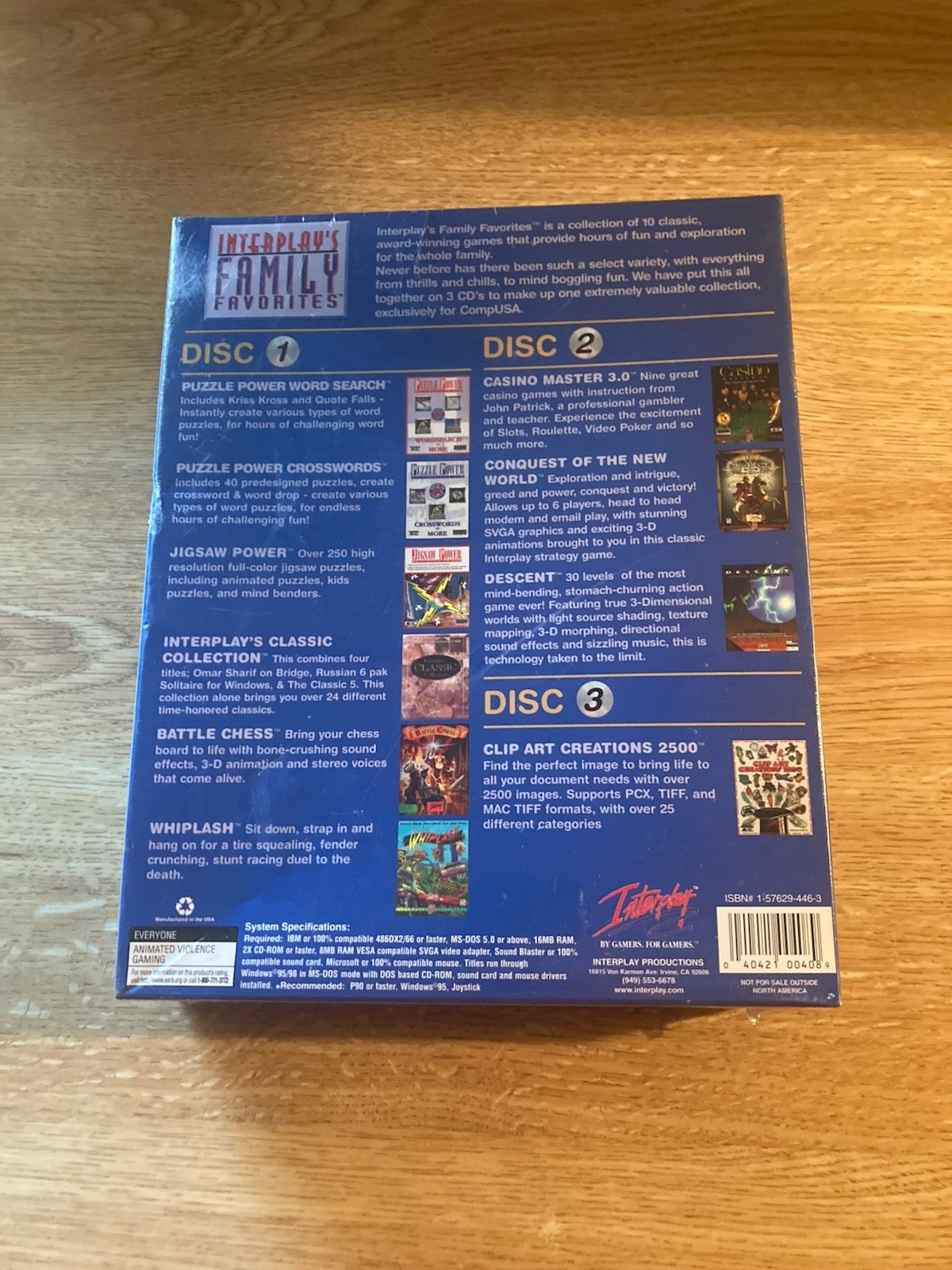 Interplay’s Family Favorites Computer Game PC CD-ROM 1998 Big Box SEALED