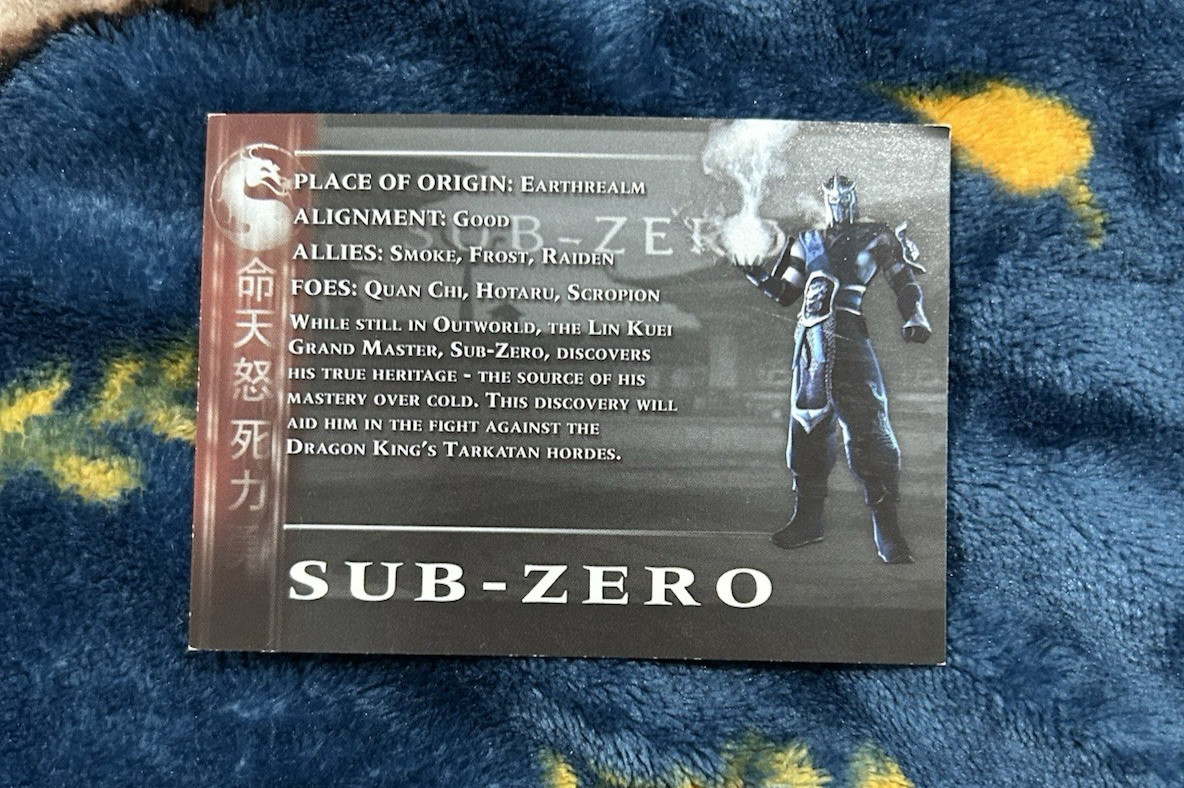 Mortal Kombat Deception Sub-Zero Character Card Promo Rare Midway PS2 Gamecube