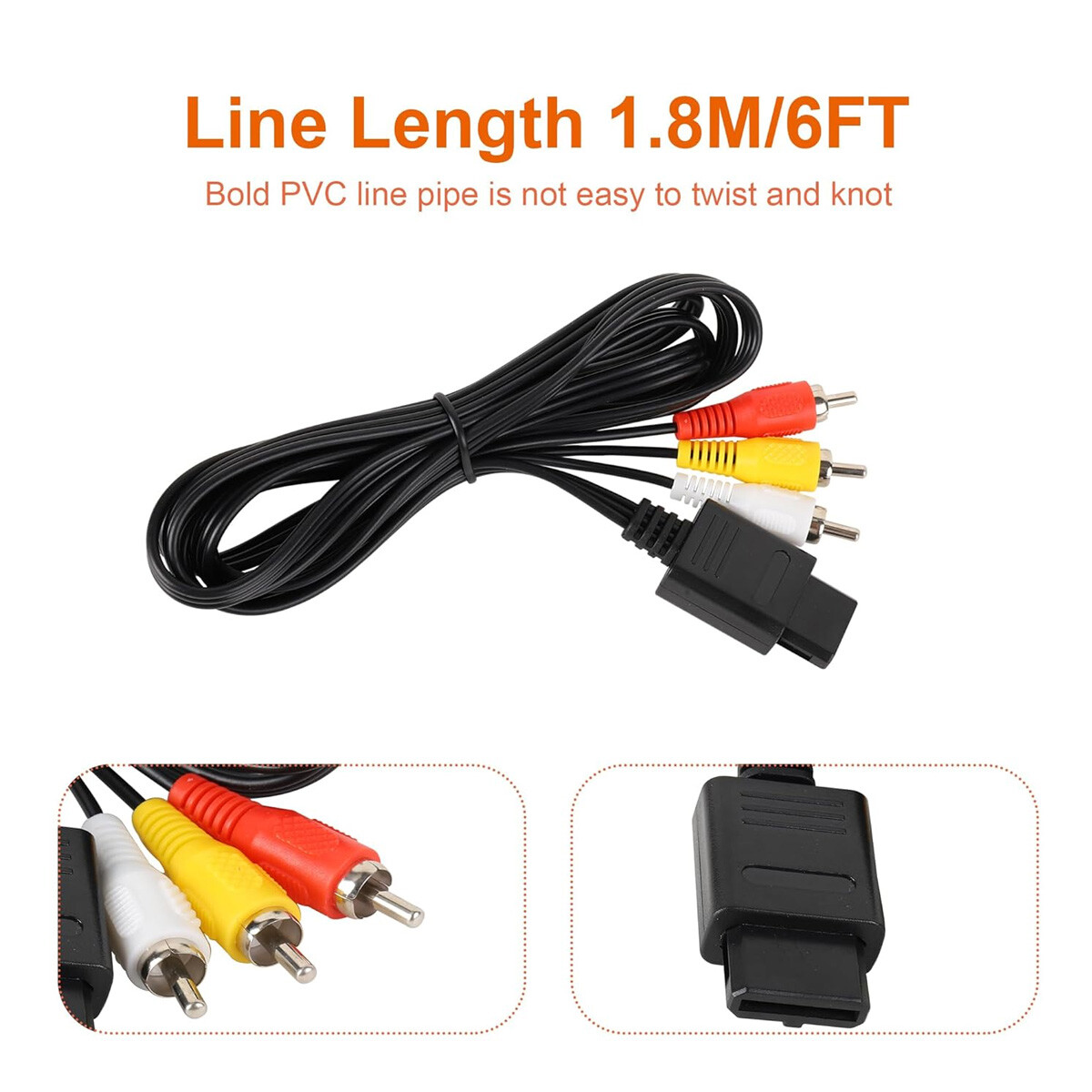 6 FT RCA AV TV Audio Video Stereo Cable Cord for Nintendo N64 SNES Gamecube Lot