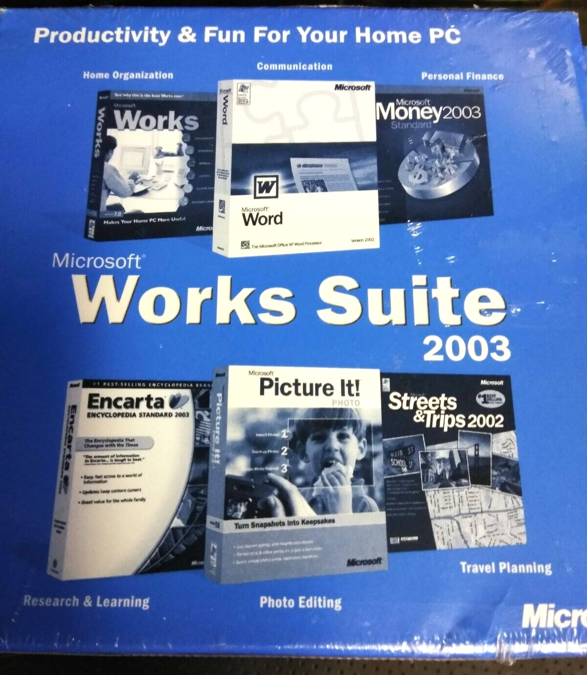 NEW Sealed NOS Microsoft Works Suite 2003 Productivity & Fun Software WIN PC
