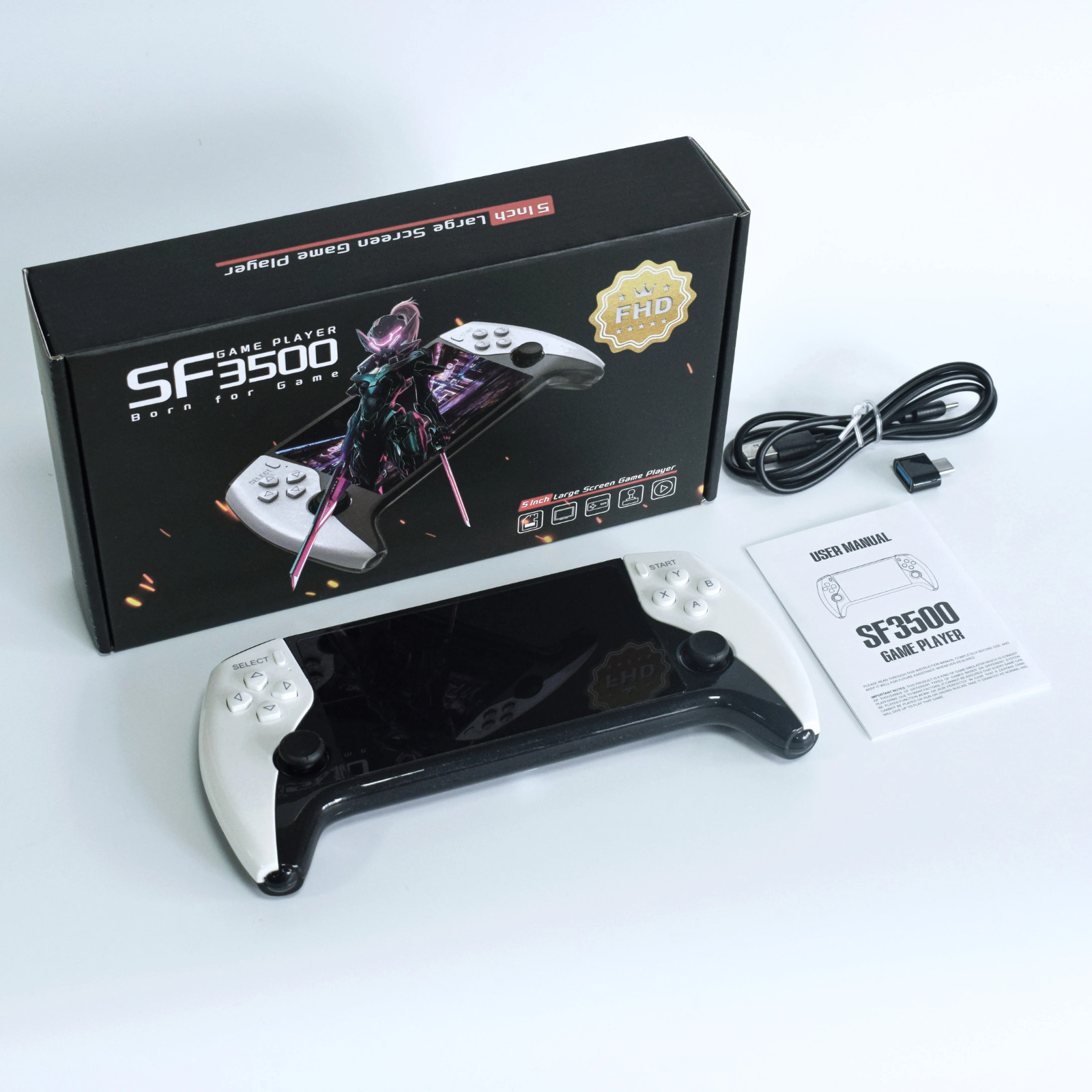SF3500 Handheld Game Console 5 Inch IPS Screen with Wireless Controller Support