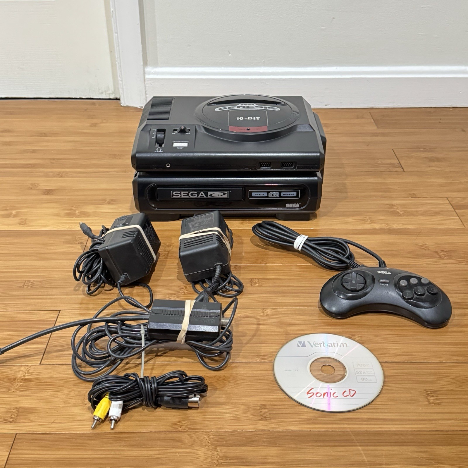 SEGA CD Model 1 + Genesis Working Tested! RARE JVC TRANSPORT! OEM CONTROL POWER