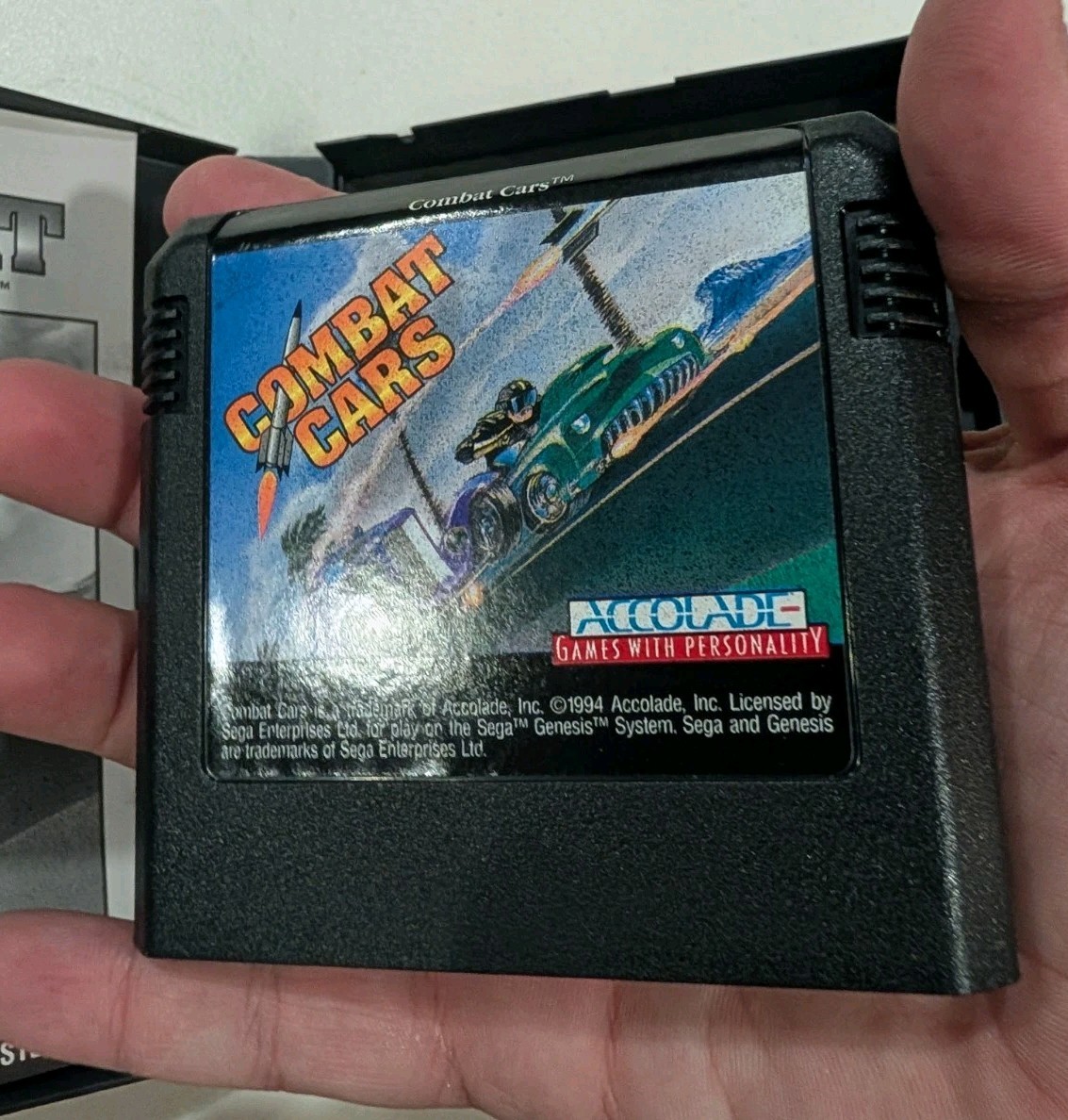 COMBAT CARS SEGA GENESIS GAME CARTRIDGE GAME, Manual, Case Tested