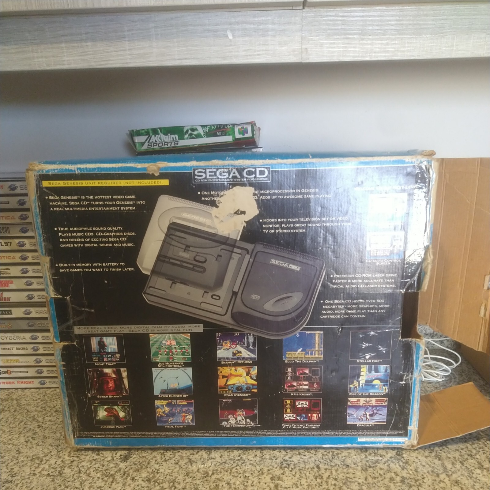 Sega CD Model 2 Console + Genesis Model 2 System Bundel w/ Box & 7 Games