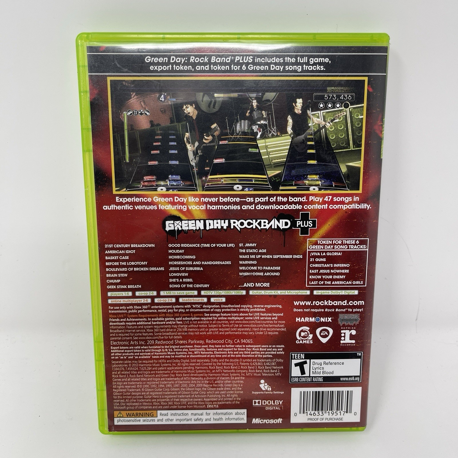 Green Day: Rock Band Plus CIB Xbox 360 Clean