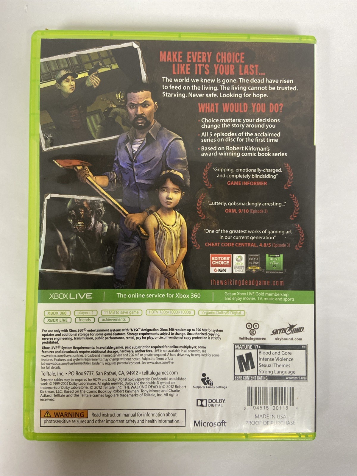 The Walking Dead: A Telltale Games Series With Manual – Xbox 360-tested