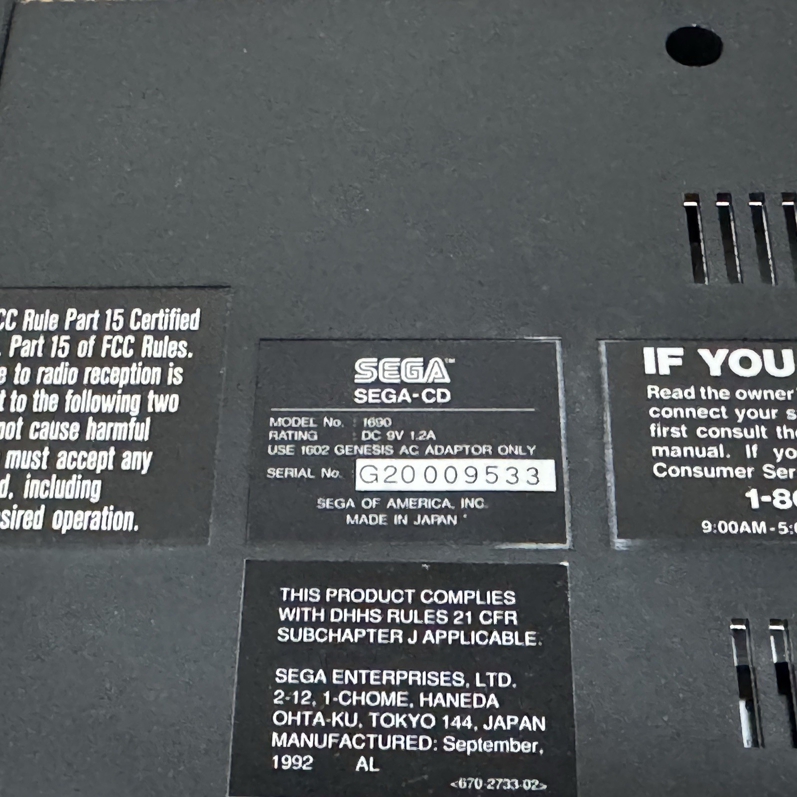SEGA CD Model 1 + Genesis Working Tested! RARE JVC TRANSPORT! OEM CONTROL POWER