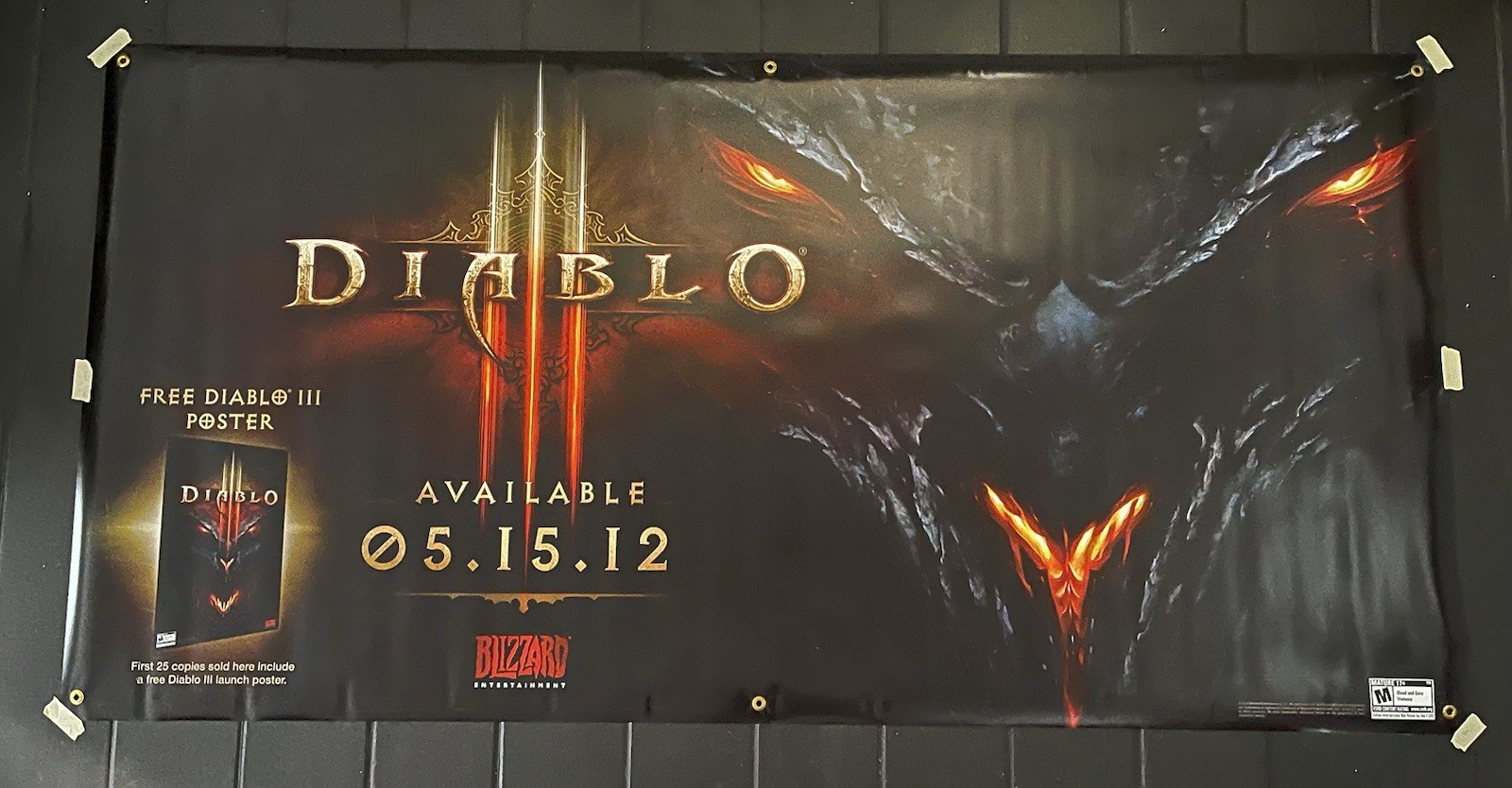 Diablo Promo Display Vinyl Banner LARGE 3’x6’ Store Display Grommet Banner RARE!