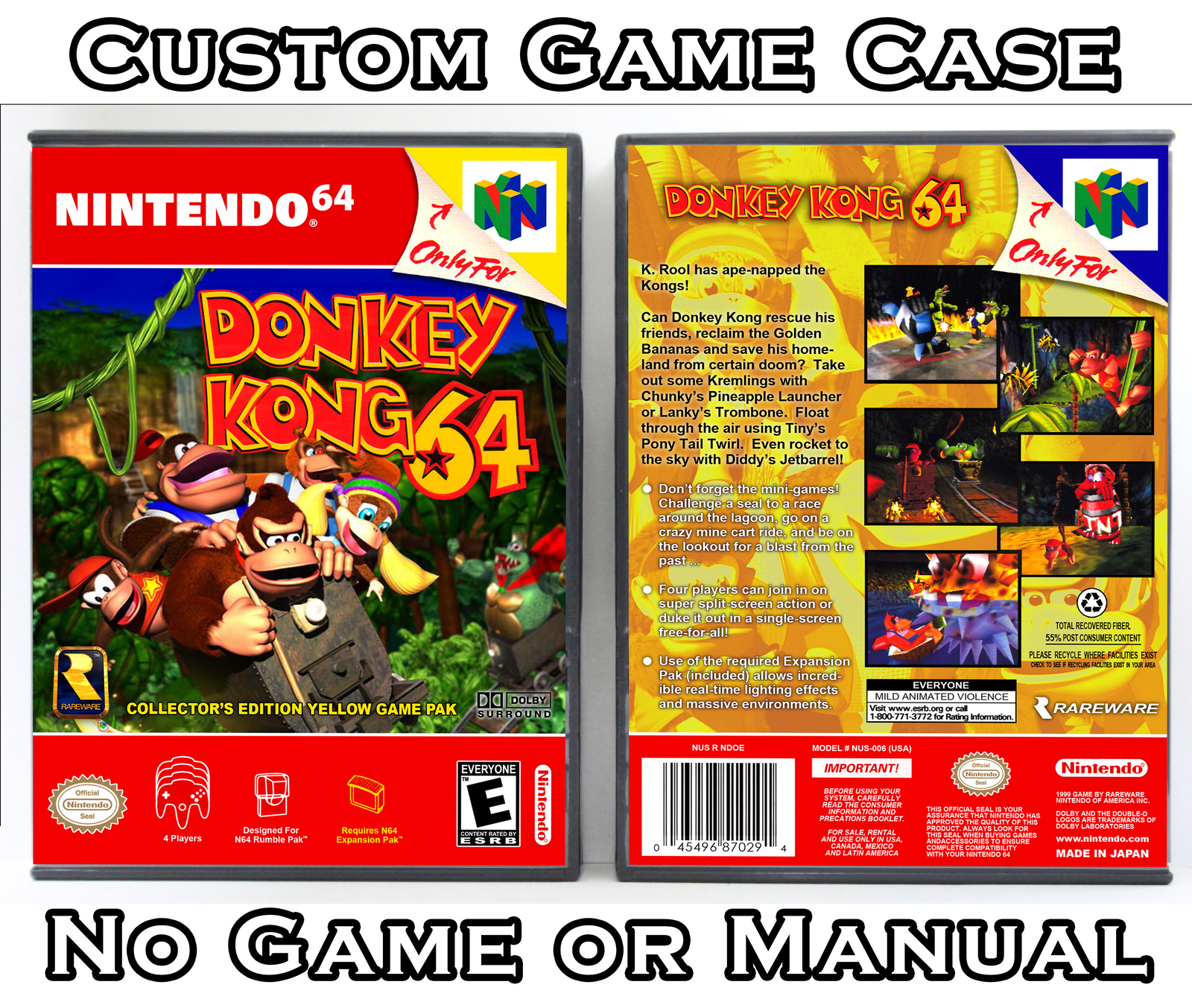 Donkey Kong 64 – Nintendo 64 N64 Custom Case *NO GAME*