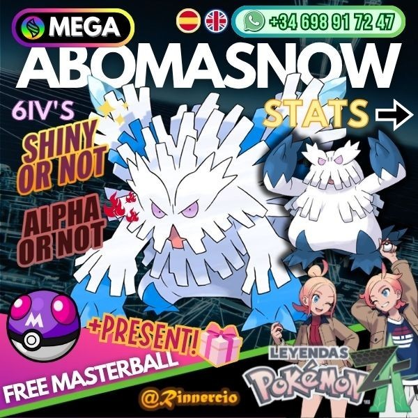 MEGA Abomasnow Shiny Alpha 6IVs Competitive Pokemon ZA Legends + Free Masterball