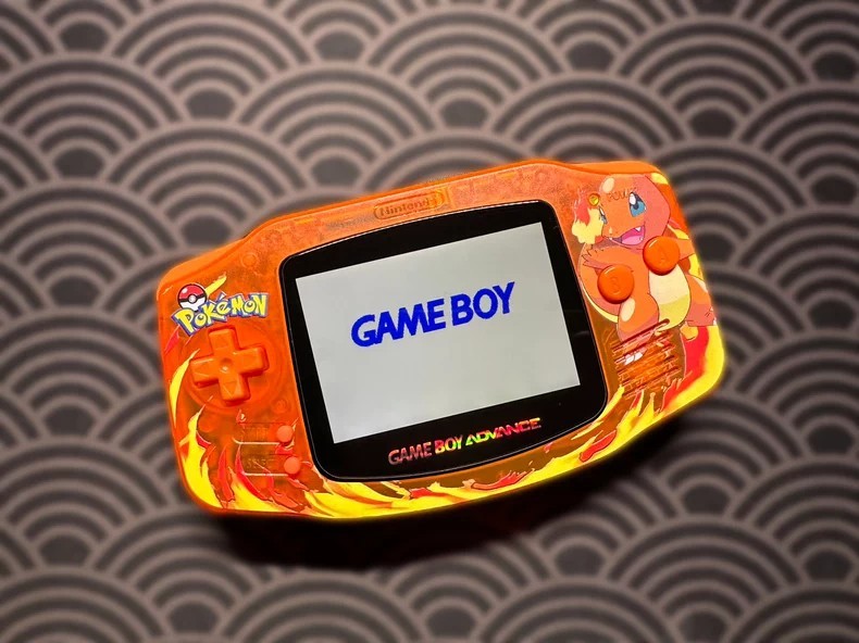 Game Boy Advance GBA Charmande Clear Orange Console with iPS Backlit LCD MOD