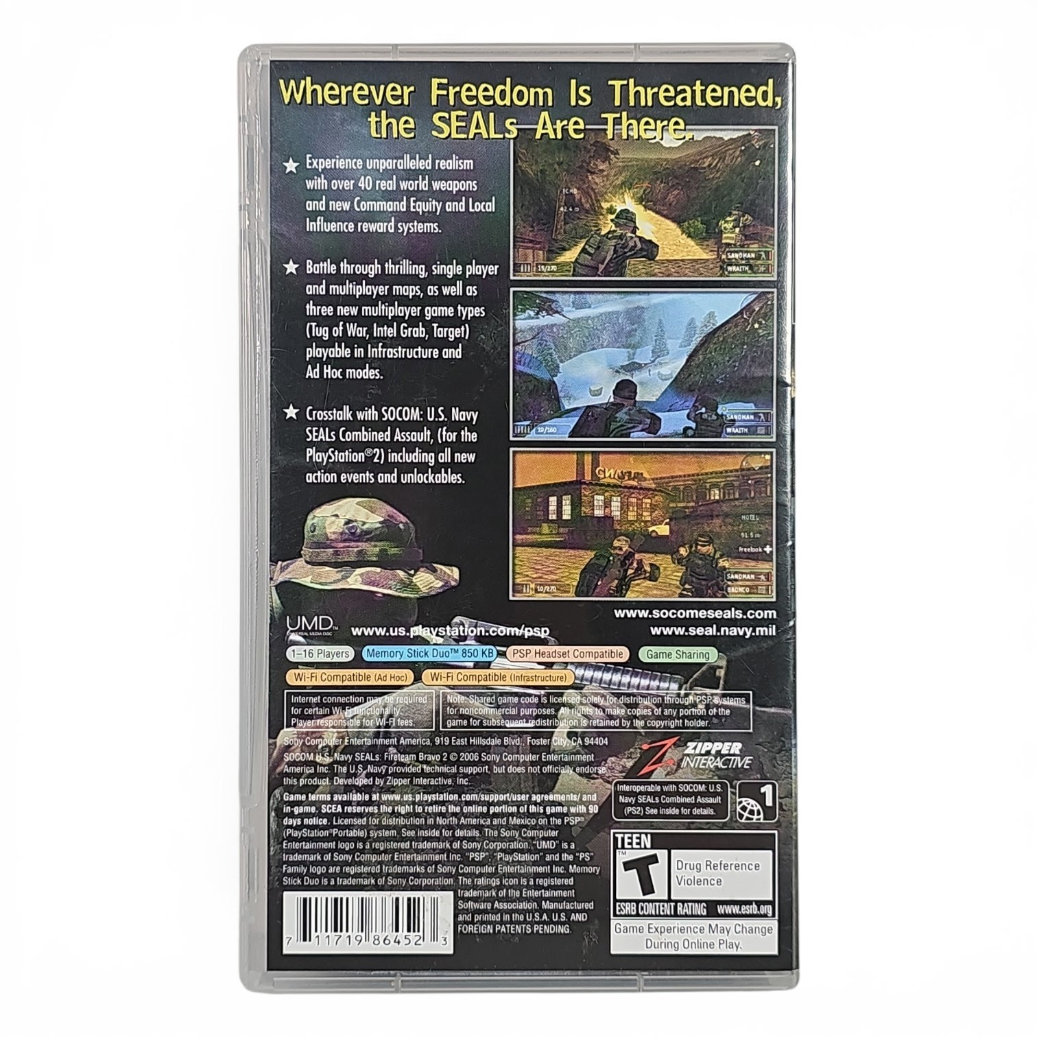 SOCOM U.S. Navy SEALs Fireteam Bravo 2 CIB Sony PSP Complete Tested