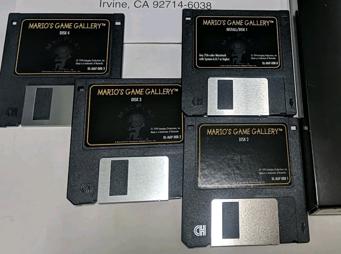 Vintage Marios Game Gallery / Lemmings Apple Macintosh Mac 3.5″ Floppy Disks