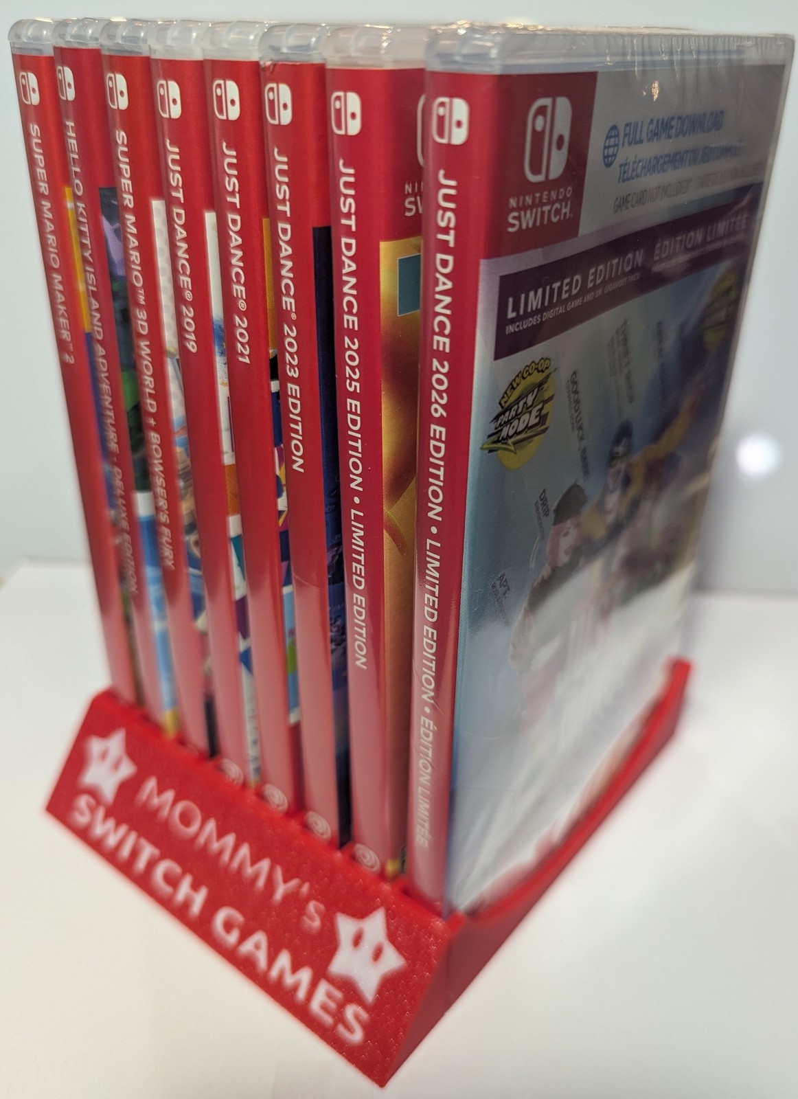 Nintendo Switch Game Case Holder / Stand – Custom Text on Swappable Face Plate