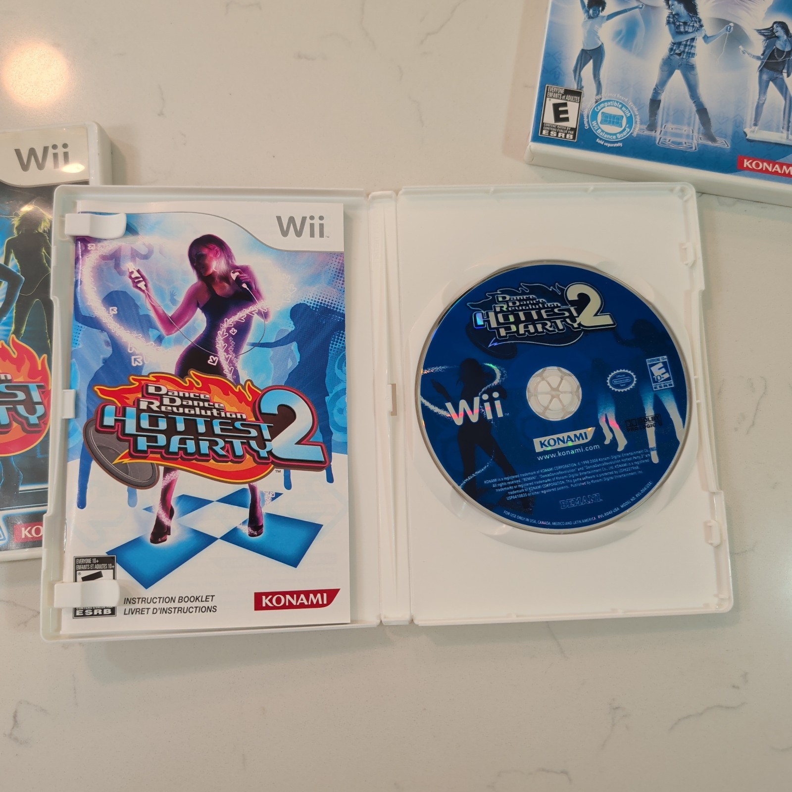Dance Dance Revolution + Hottest Party 1 & 2 Nintendo Wii Video Game Lot No Mat