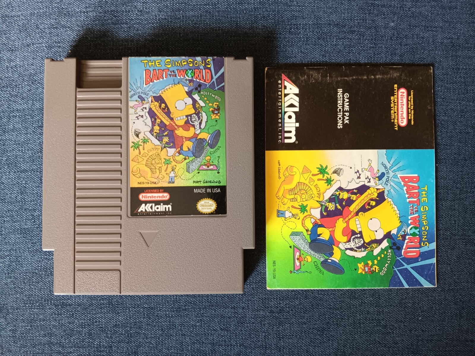 The Simpsons: Bart vs. the World (Acclaim, 1991) Game w/ Manual ~ Tested, Works