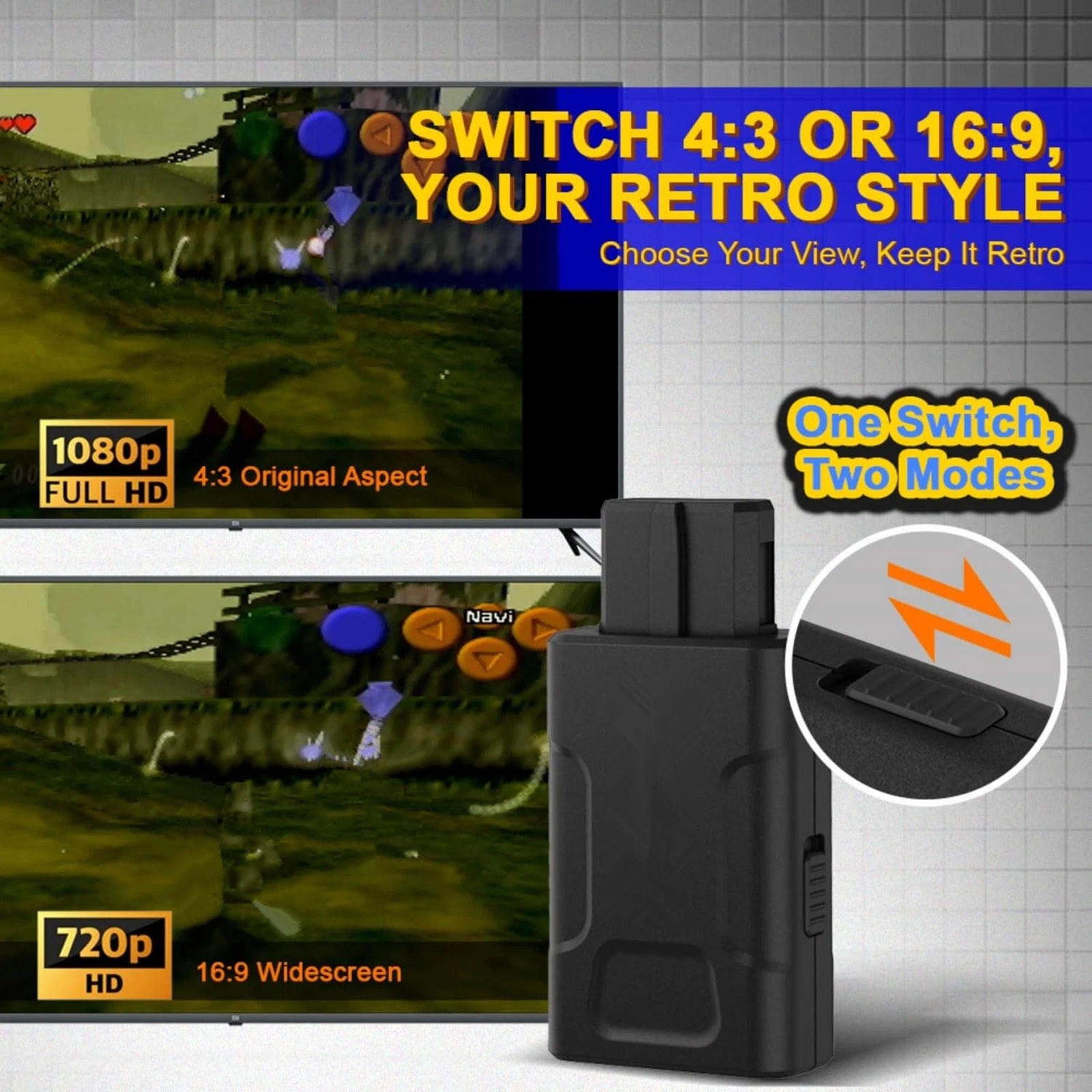 Game Console HDMI Adapter for N64 NGC SFC SNES Supports 720P 1080P Resolution