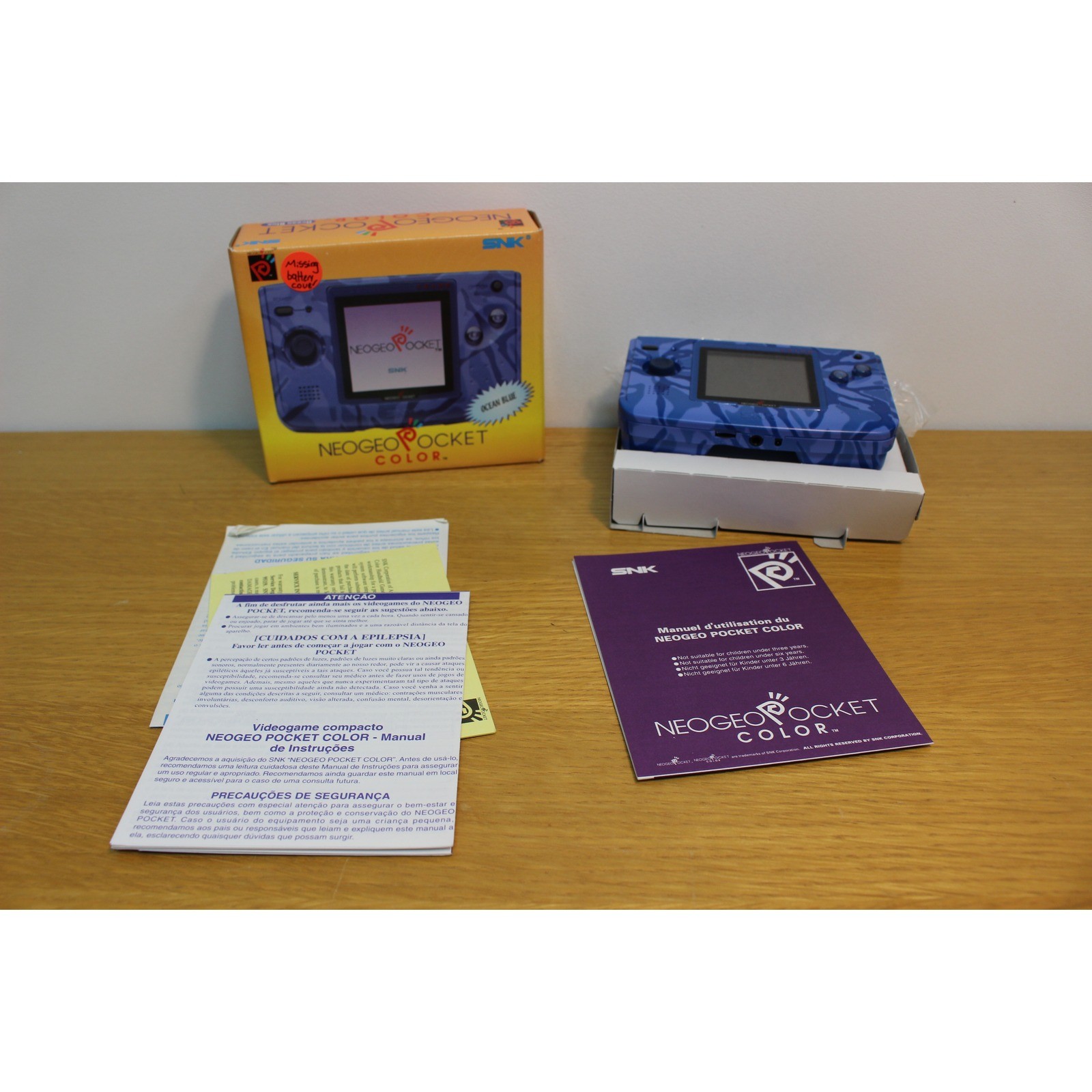 Neo Geo Pocket Color Ocean Blue Console Boxed SNK NGPC No Battery Cover