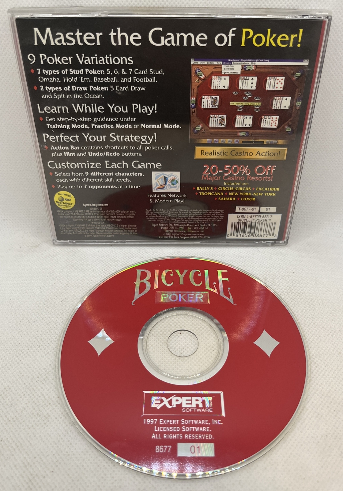 📦 Bicycle Poker (PC CD-ROM, 1997, Jewel Case w/ Manual)