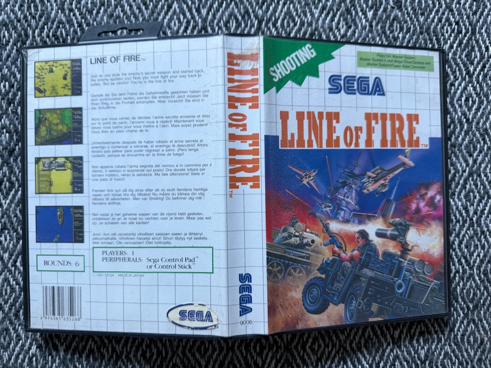 Master System LINE OF FIRE Game Sega PAL REGION FREE (Works on US Consoles)