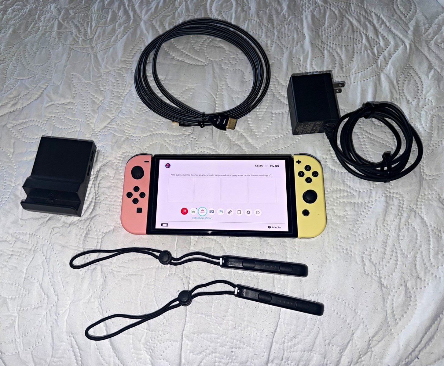 Nintendo Switch oled model Console 64gb Wi-Fi Pink/Yellow Joy-Con Dock HDMI AC