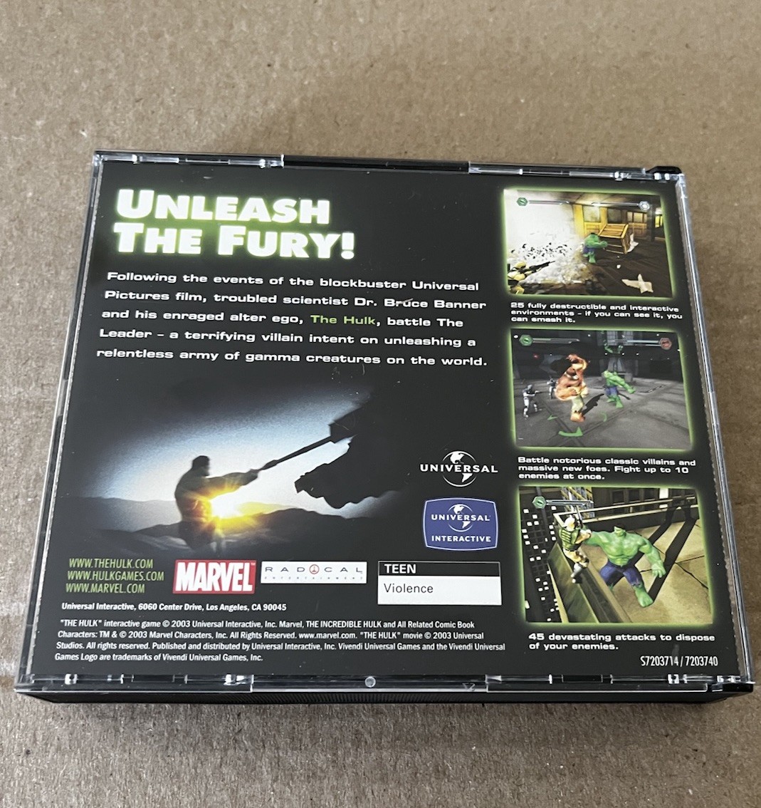 HULK Big Box PC Game CD-rom Universal Interactive Marvel 2003 Incredible Hulk