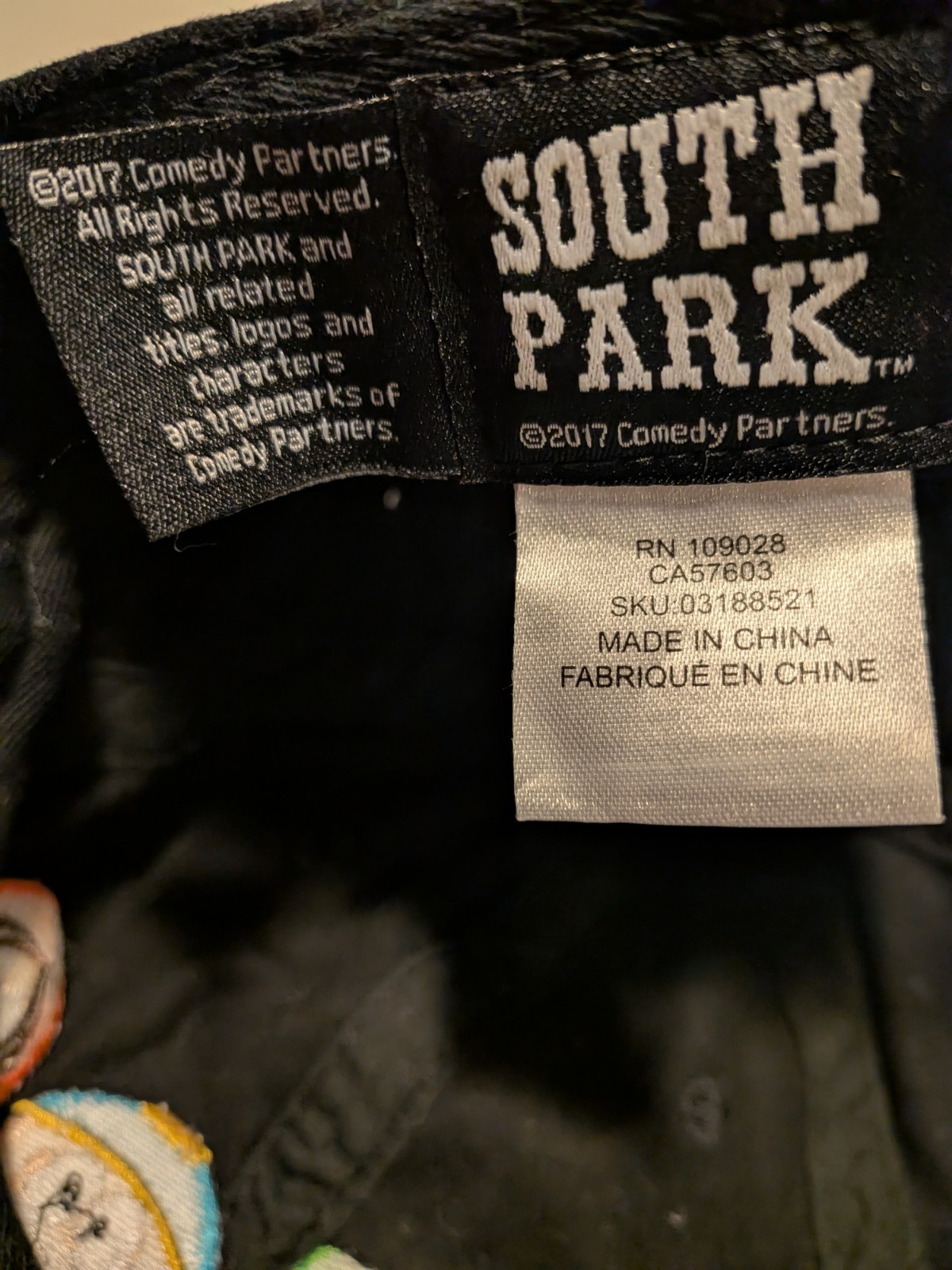 Rare 2017 Authentic South Park promo black baseball cap