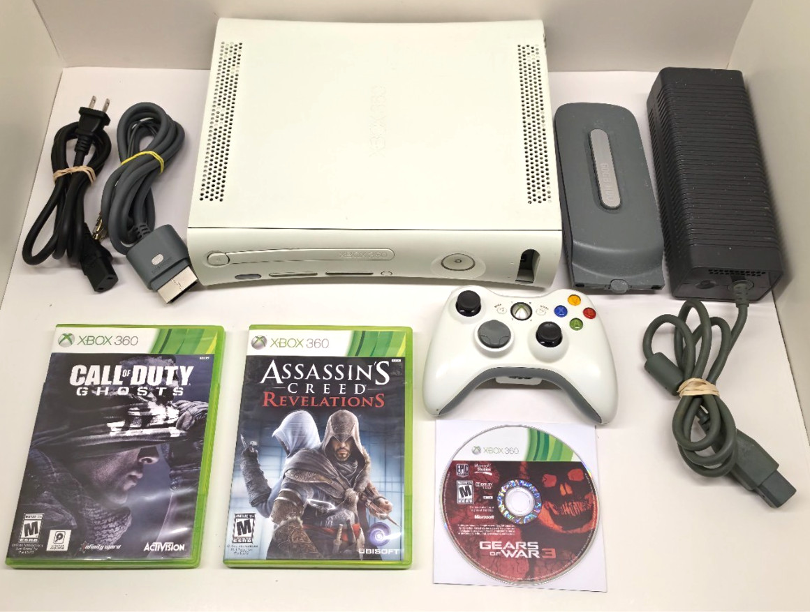 Microsoft Xbox 360 Console Bundle 60GB HDD White System Bundle – Tested Works