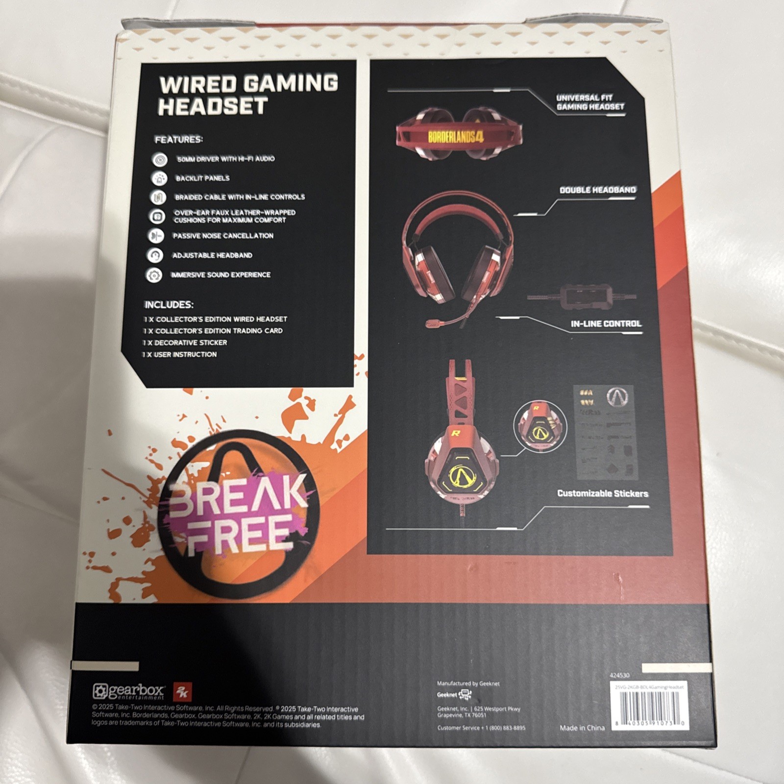 Borderlands Four 4 Wired Gaming Headset Deluxe Collector’s Edition New