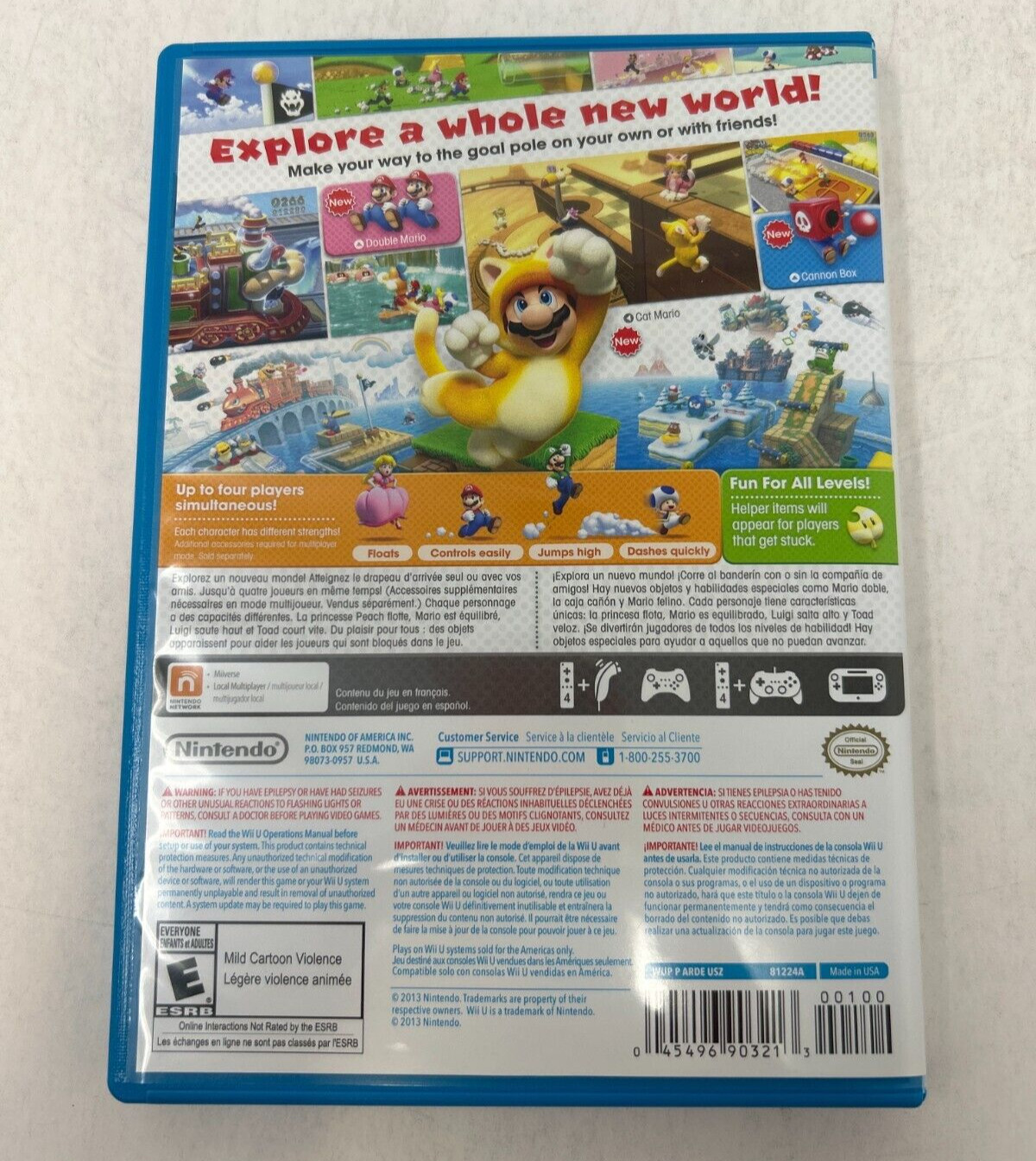 Case and Manual Only NO GAME Super Mario 3D World Nintendo Wii U Authentic