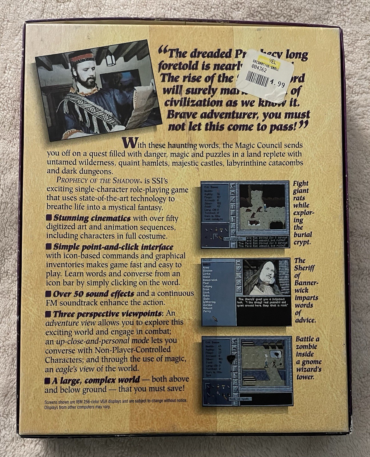 Prophecy of the Shadow 1992 SSI PC Game Fantasy