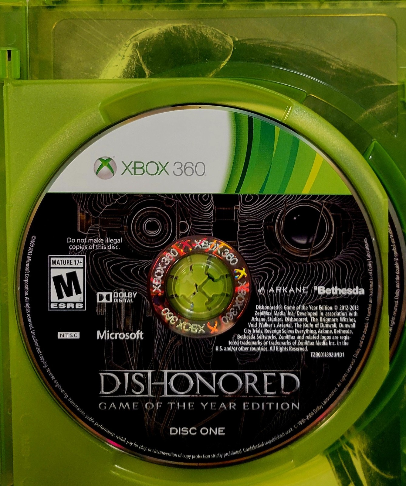 Dishonored-Game Of The Year Edition Microsoft Xbox 360/ CIB/ Manual/ No Poster