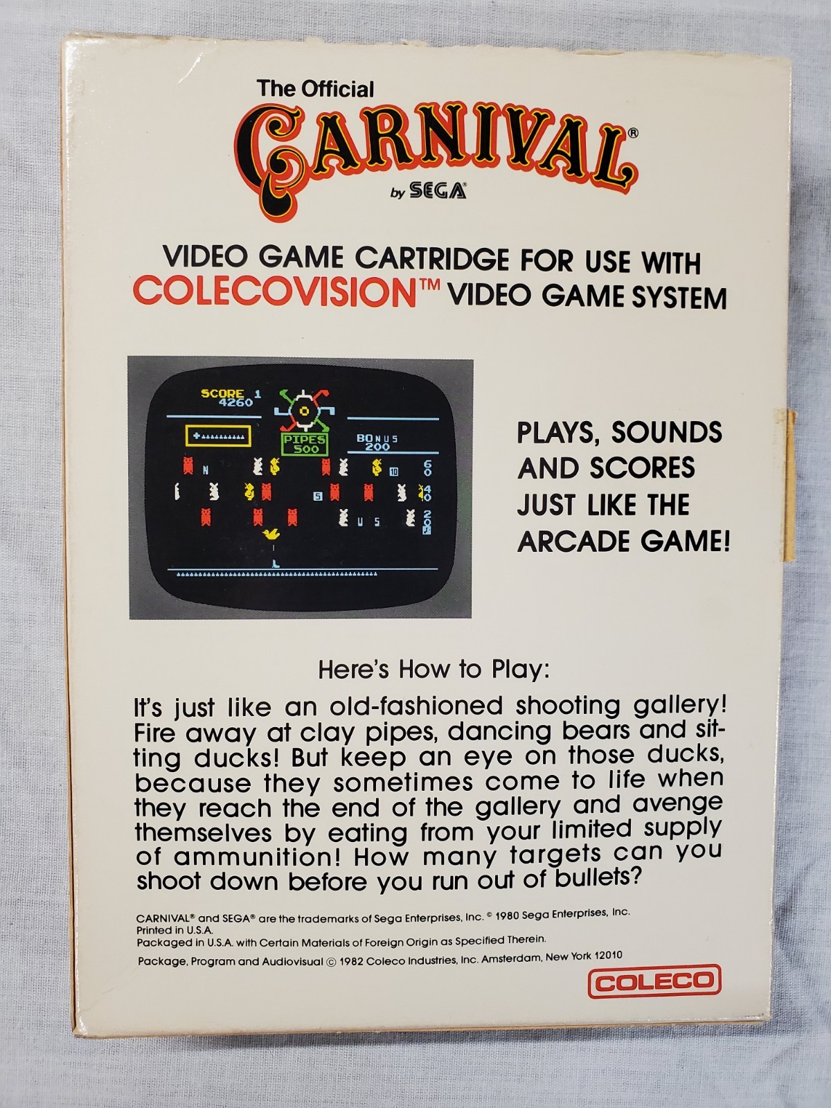 Carnival (Colecovision, 1982) Complete Boxed CIB Tested