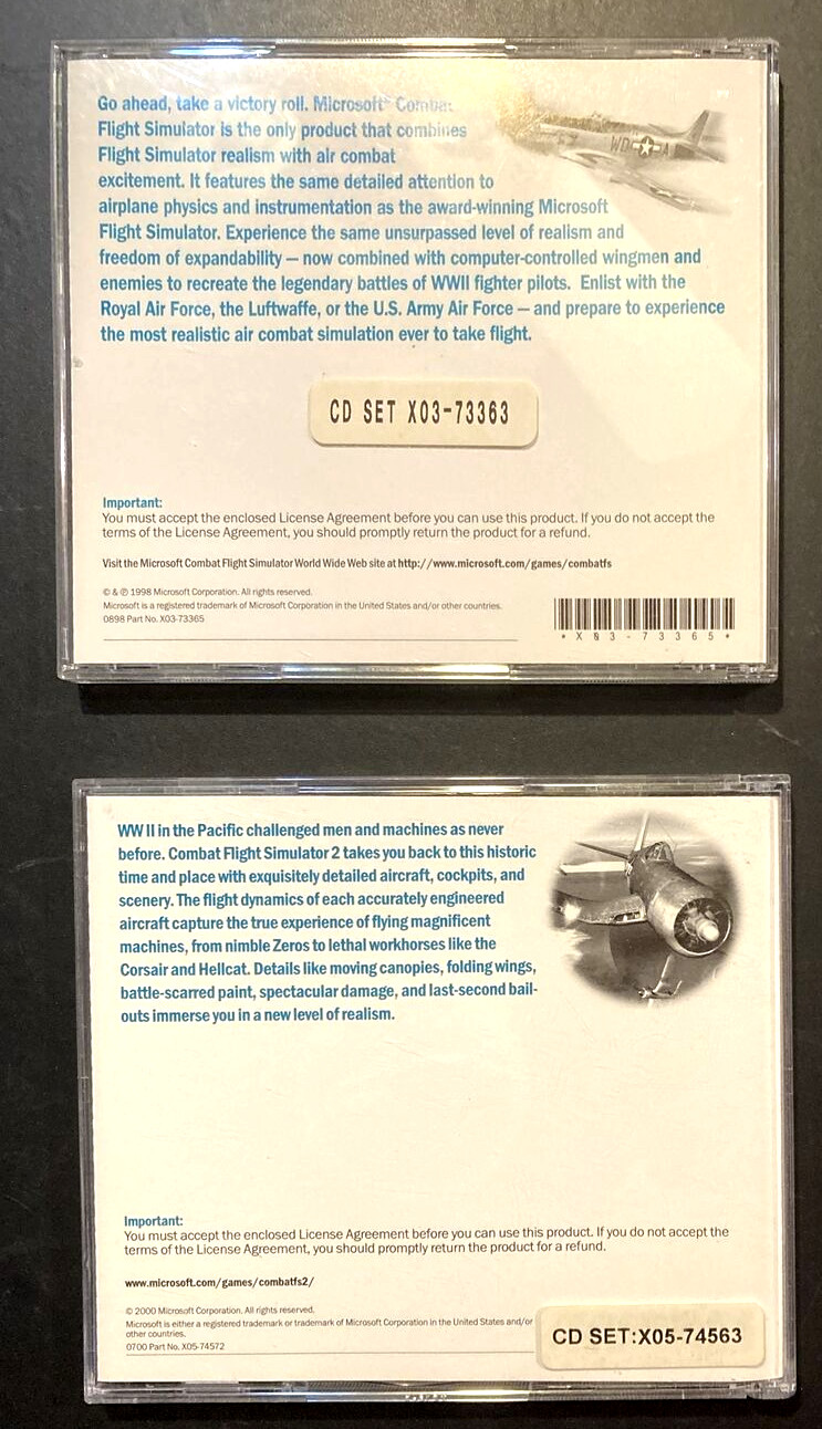 Microsoft Combat Flight Sumulator and Simulator 2 Pilots Manual Inside Moves