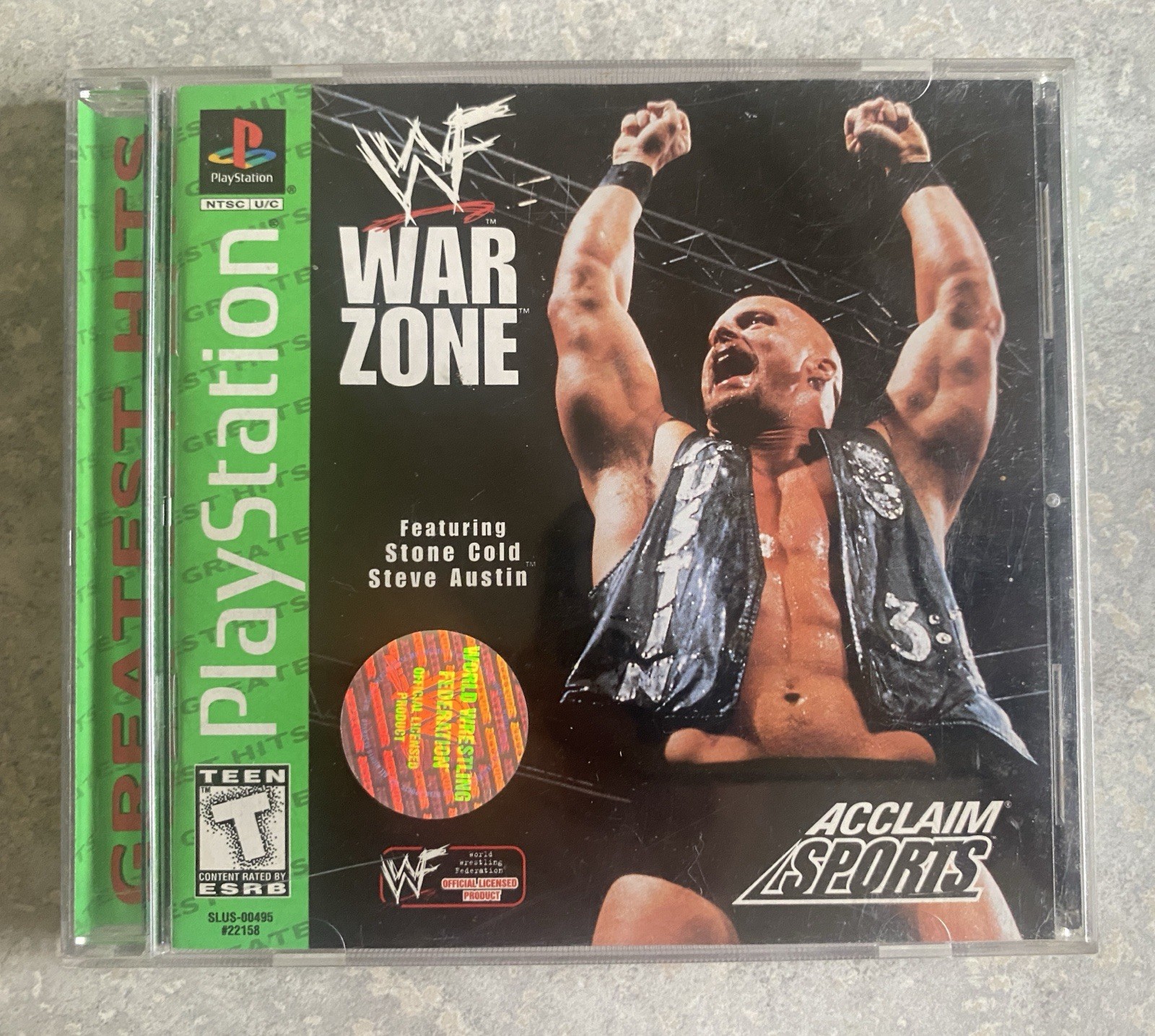 WWF Warzone Greatest Hits PS1 PlayStation 1 Complete CIB Clean Working Disc