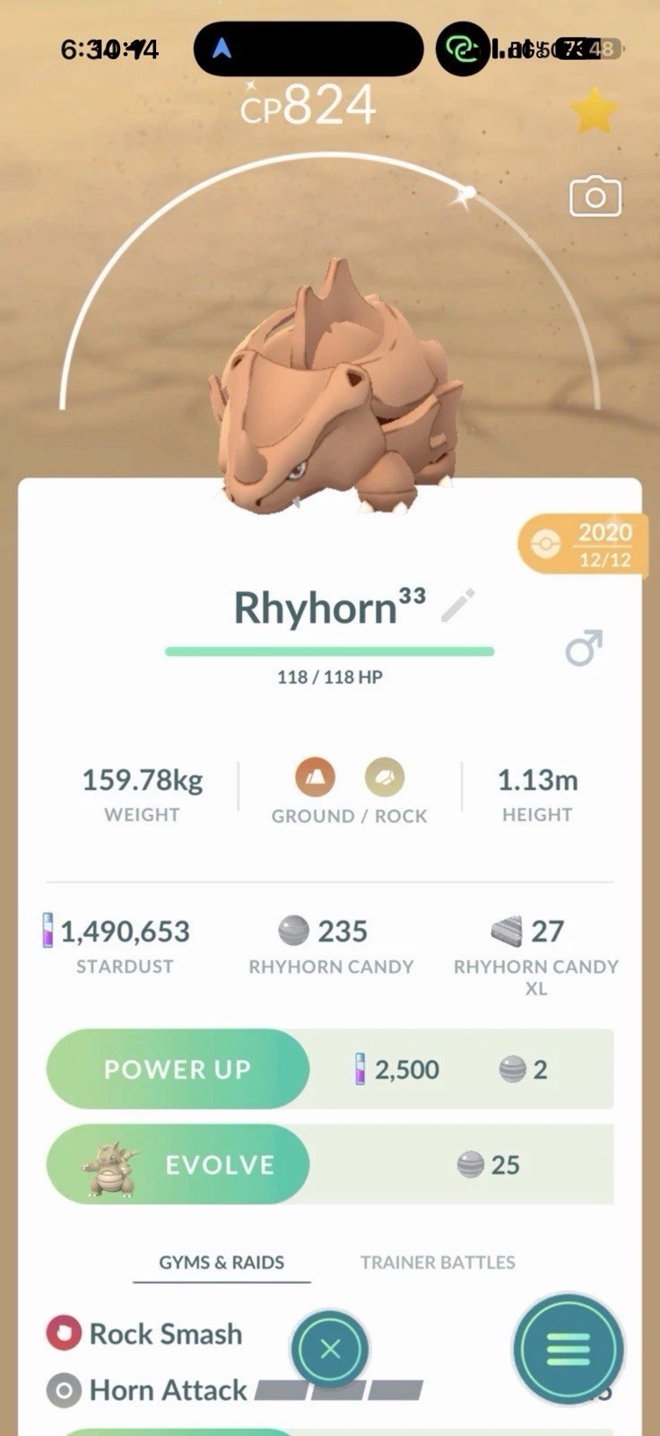 Shiny Rhyhorn 2020 Guaranteed lucky Registered