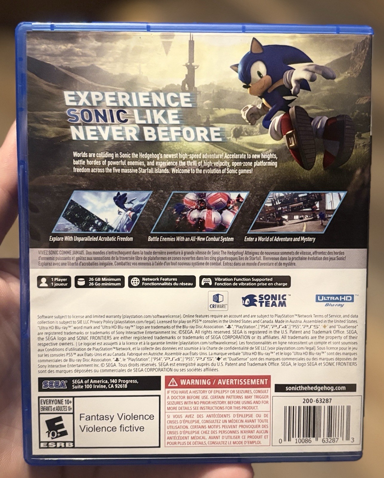SEGA Sonic Frontiers Sony PlayStation 5 PS5 (TESTED AND WORKING)