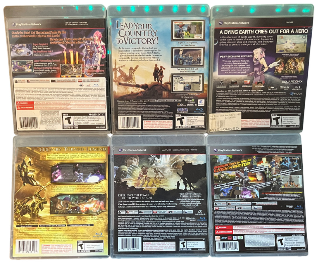 PS3 JRPG & Strategy 6 Bundle – Star Ocean, Disgaea 4, Valkyria Chronicles, Genji