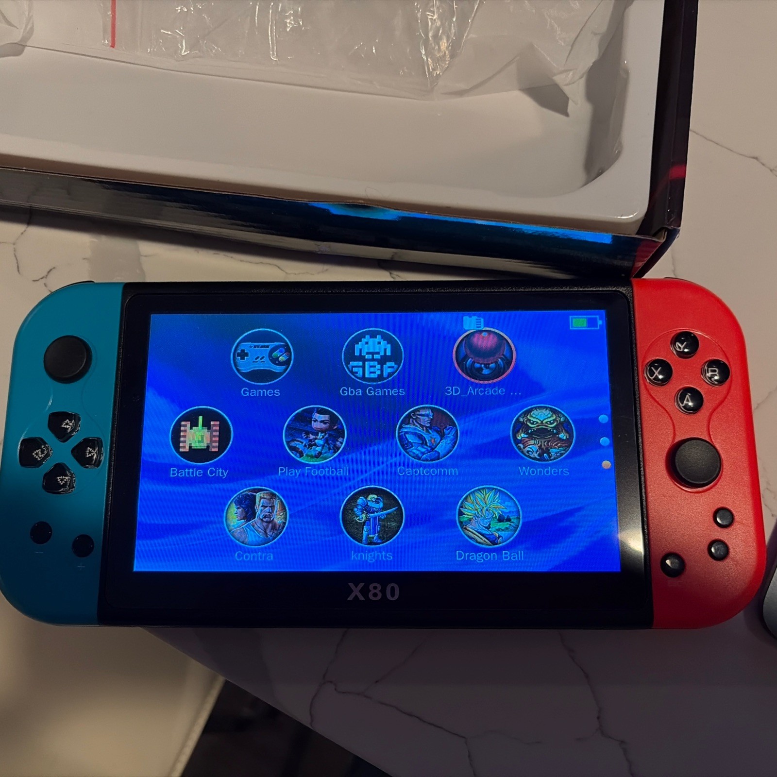 X80 Blue red Handheld Game Console 30000 Games 7 Inch HD Output