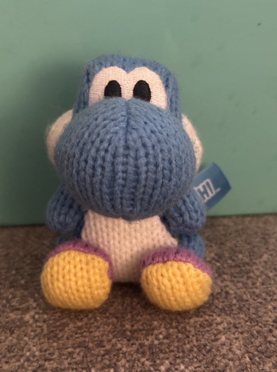 Light Blue Yarn Yoshi Amiibo Plush – Nintendo Wii U Switch 3DS