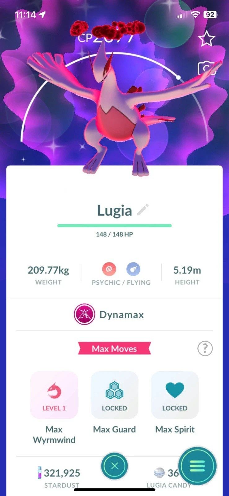 Pokemon G0 – Dynamax Shiny Lugia