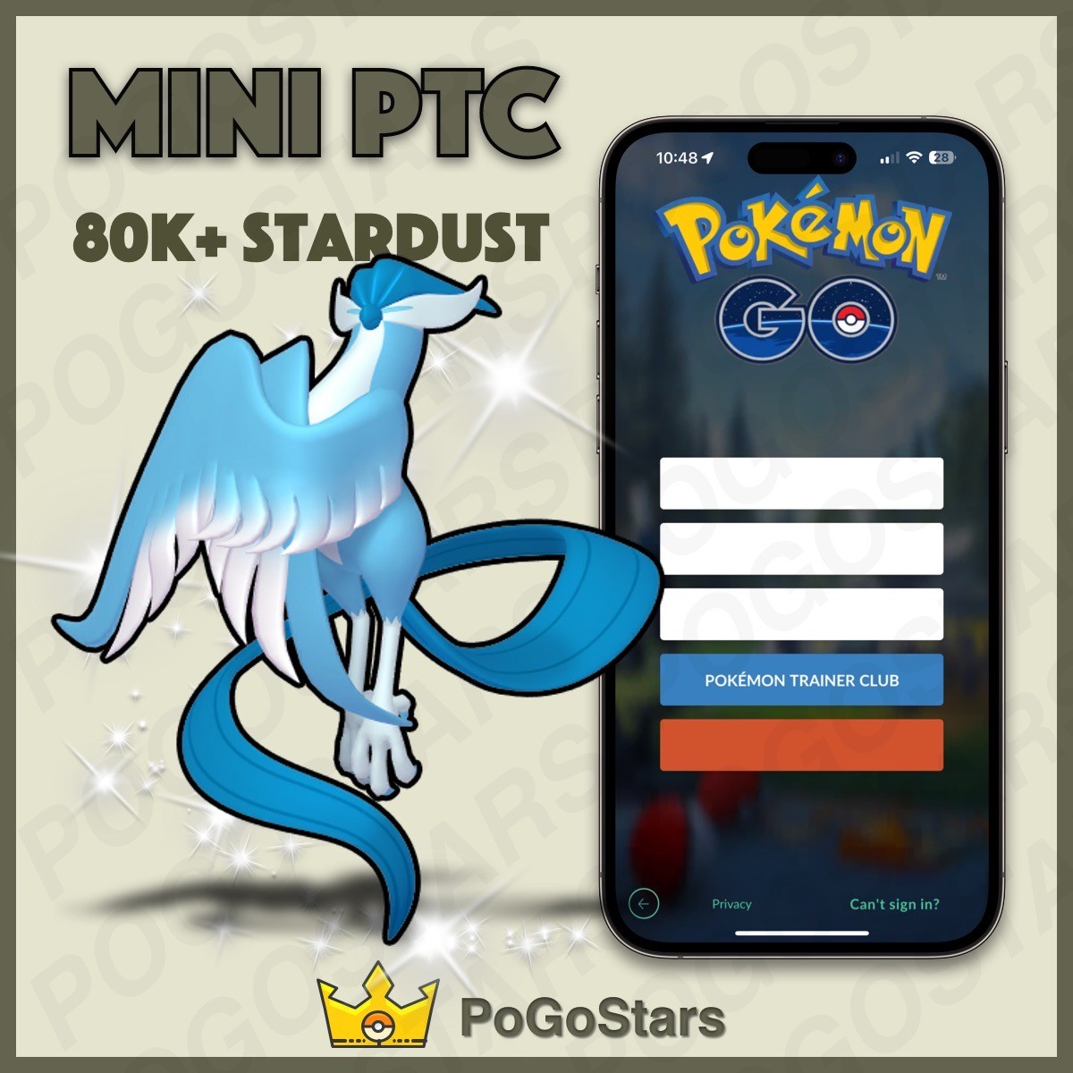 Pokémon Go – Shiny Articuno Galarian – Mini PTC 80K Stardust✨Read Description✨
