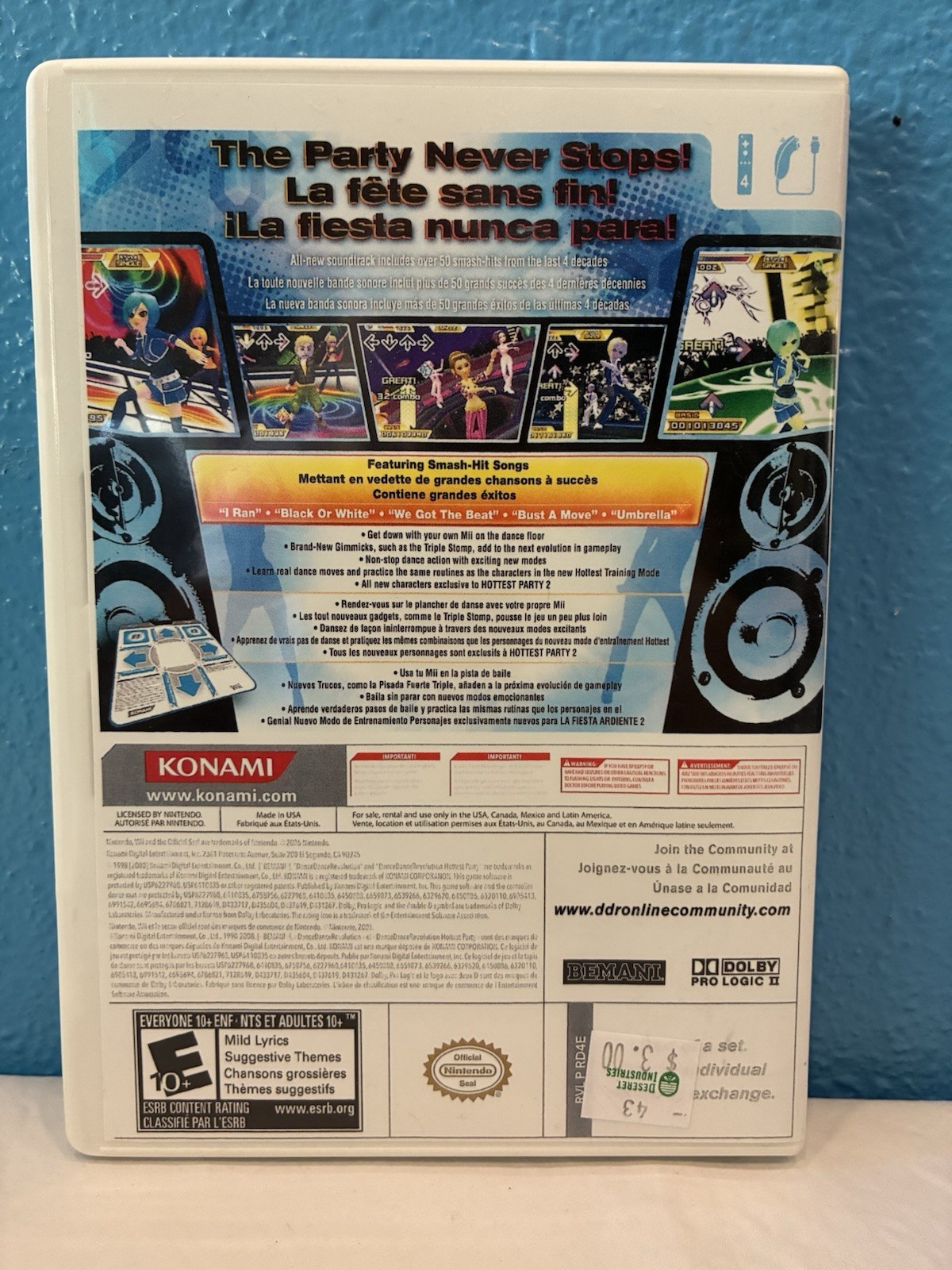 Dance Dance Revolution Hottest Party 1&2 Nintendo Wii Bundle w/ Dance Pad Mat