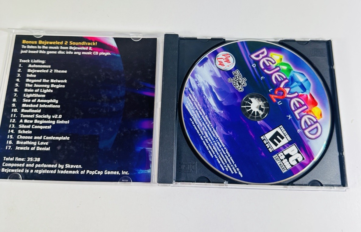 Bejeweled 2 Deluxe PC CD-Rom 2004 Windows matching arcade game W/ Box ML443