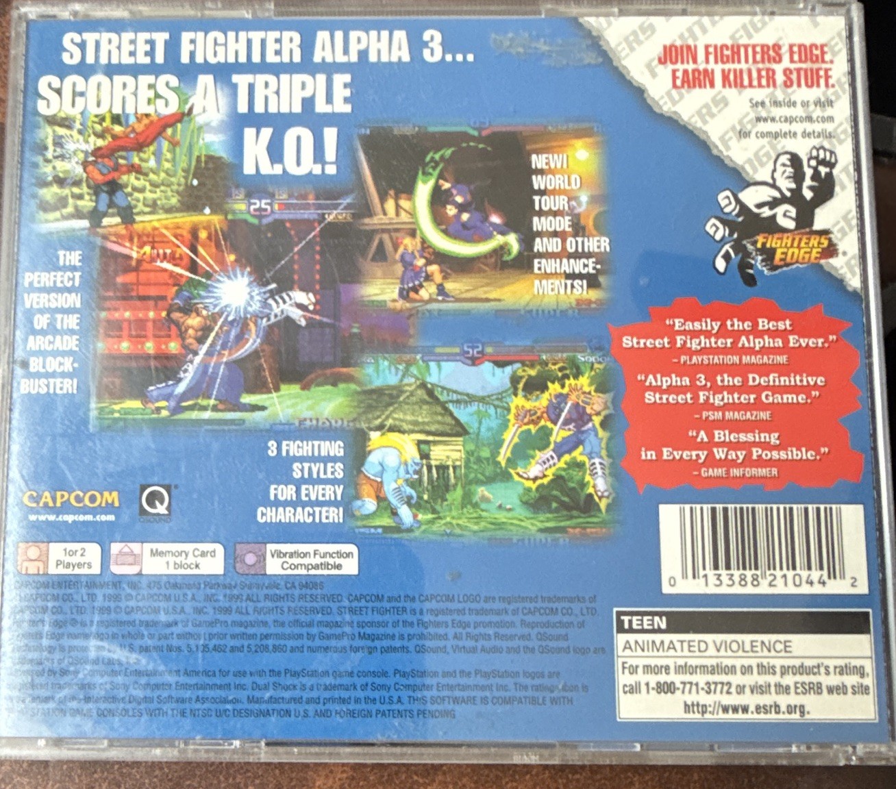Capcom Street Fighter Alpha 3 PS1 w/ Manual, T-Teen NTSC-U/C (US/CA) 1999