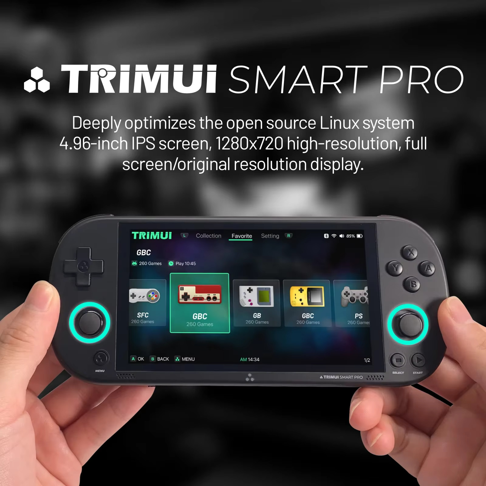 2024 Trimui Video Game Console Linux System Retro Handheld 4.96″ IPS Screen 64gb